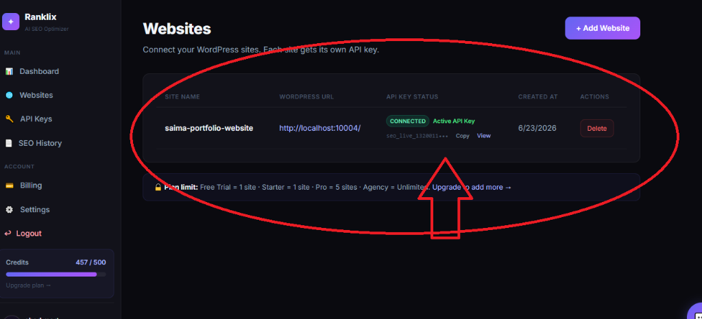 Website & API Key Management